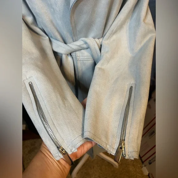 Magaschoni Sky Blue Trench Coat - Picture 3 of 9